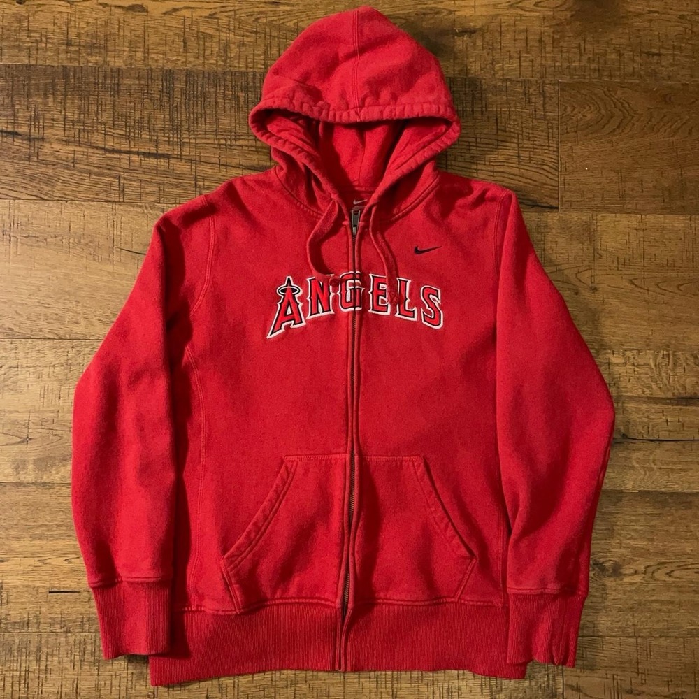 Nike Anaheim Angels Zip Up Hoodie Womens XL Red Y2K Baseball Basics Layering